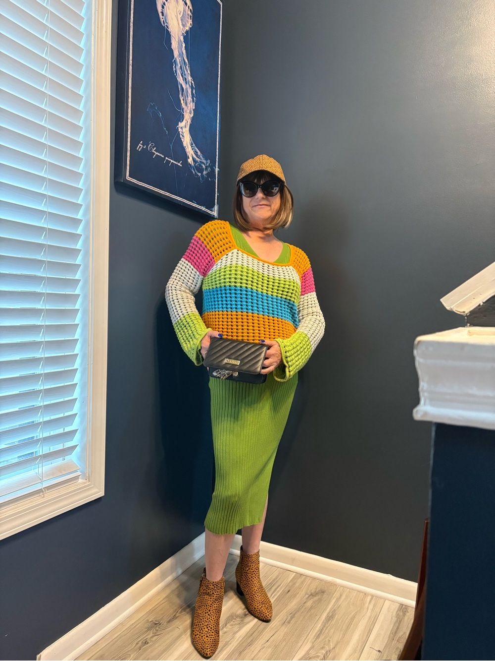 Wild Fable Colorblock Knit Sweater and A New Day Green Ribbed dress Set